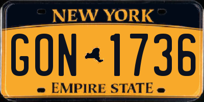 NY license plate GON1736