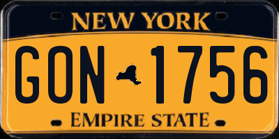 NY license plate GON1756