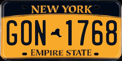 NY license plate GON1768