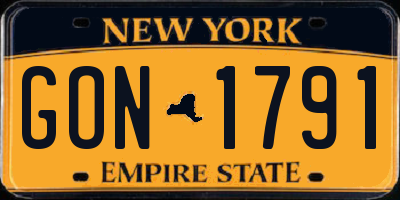 NY license plate GON1791