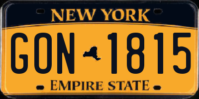NY license plate GON1815