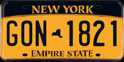 NY license plate GON1821