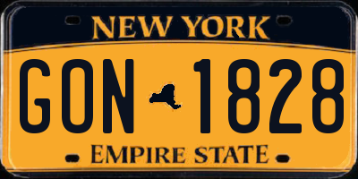 NY license plate GON1828