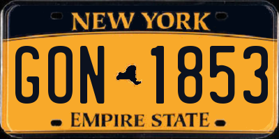 NY license plate GON1853