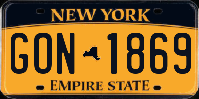 NY license plate GON1869