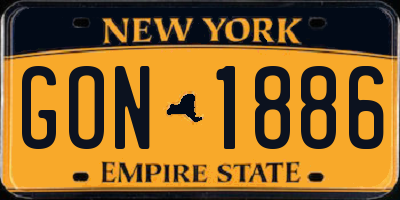 NY license plate GON1886