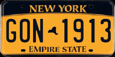 NY license plate GON1913