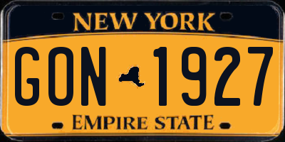 NY license plate GON1927