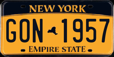 NY license plate GON1957