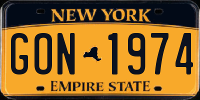 NY license plate GON1974