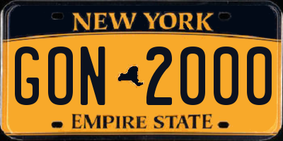 NY license plate GON2000