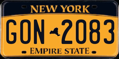 NY license plate GON2083