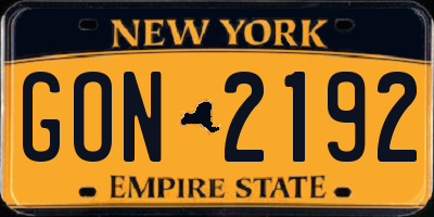 NY license plate GON2192