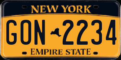 NY license plate GON2234