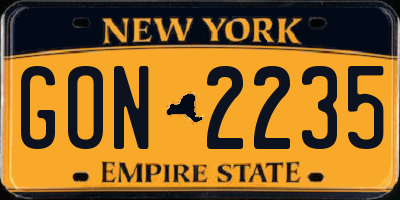 NY license plate GON2235