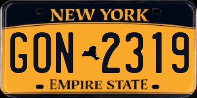 NY license plate GON2319