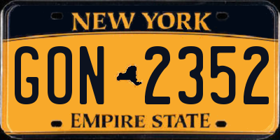 NY license plate GON2352