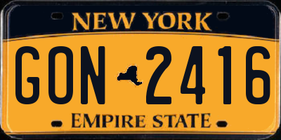NY license plate GON2416