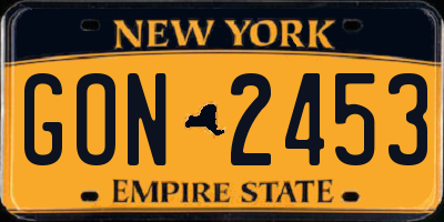 NY license plate GON2453