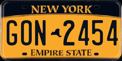 NY license plate GON2454