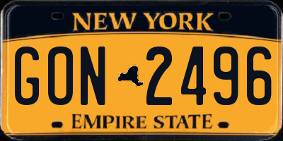 NY license plate GON2496