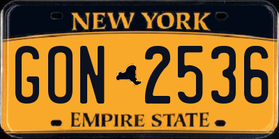 NY license plate GON2536