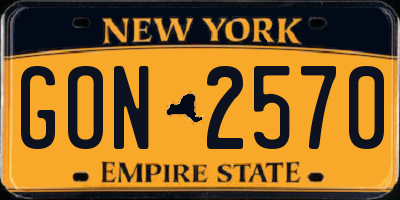 NY license plate GON2570