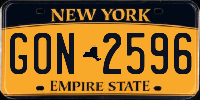 NY license plate GON2596