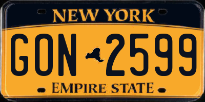 NY license plate GON2599