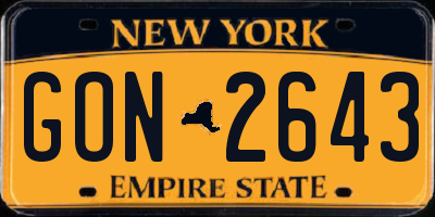 NY license plate GON2643
