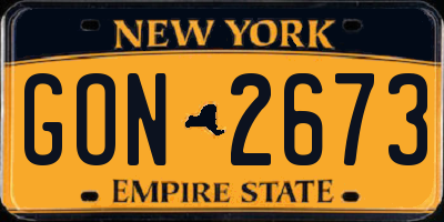 NY license plate GON2673