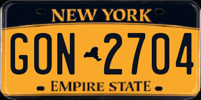 NY license plate GON2704