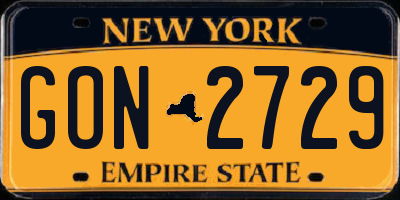 NY license plate GON2729