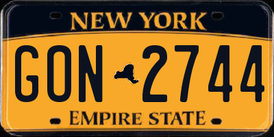 NY license plate GON2744
