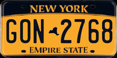 NY license plate GON2768
