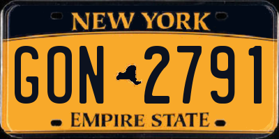 NY license plate GON2791
