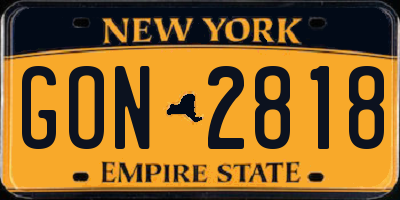 NY license plate GON2818
