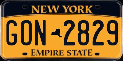 NY license plate GON2829