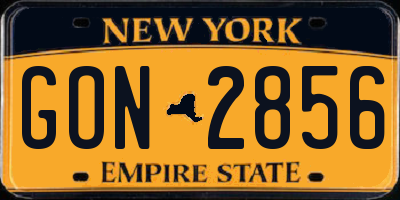 NY license plate GON2856