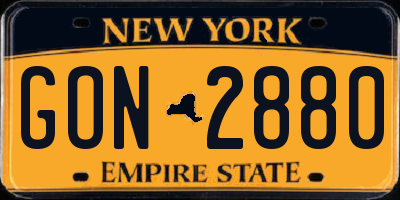 NY license plate GON2880
