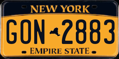 NY license plate GON2883