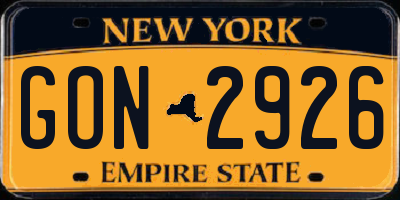 NY license plate GON2926