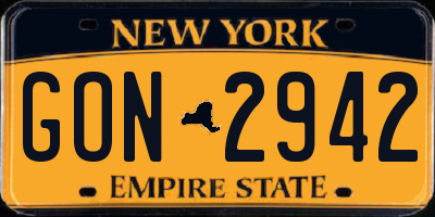 NY license plate GON2942