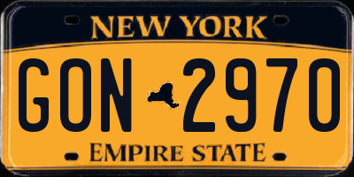 NY license plate GON2970