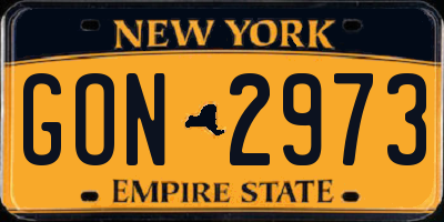 NY license plate GON2973