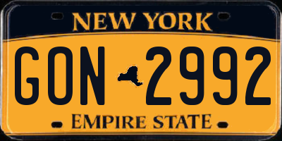 NY license plate GON2992