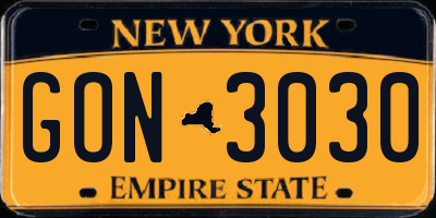 NY license plate GON3030