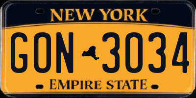 NY license plate GON3034