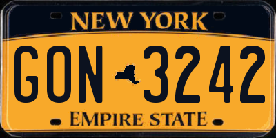 NY license plate GON3242
