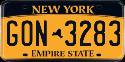 NY license plate GON3283